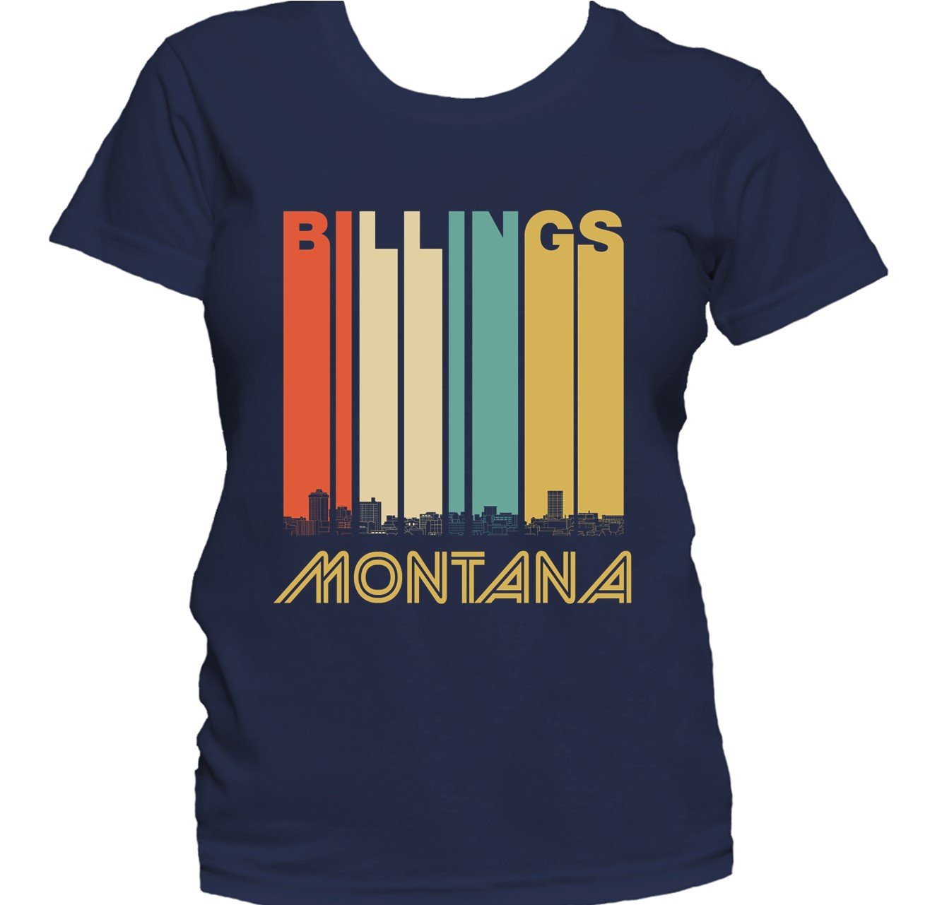 Retro 1970's Style Billings Montana Skyline Women's T-Shirt