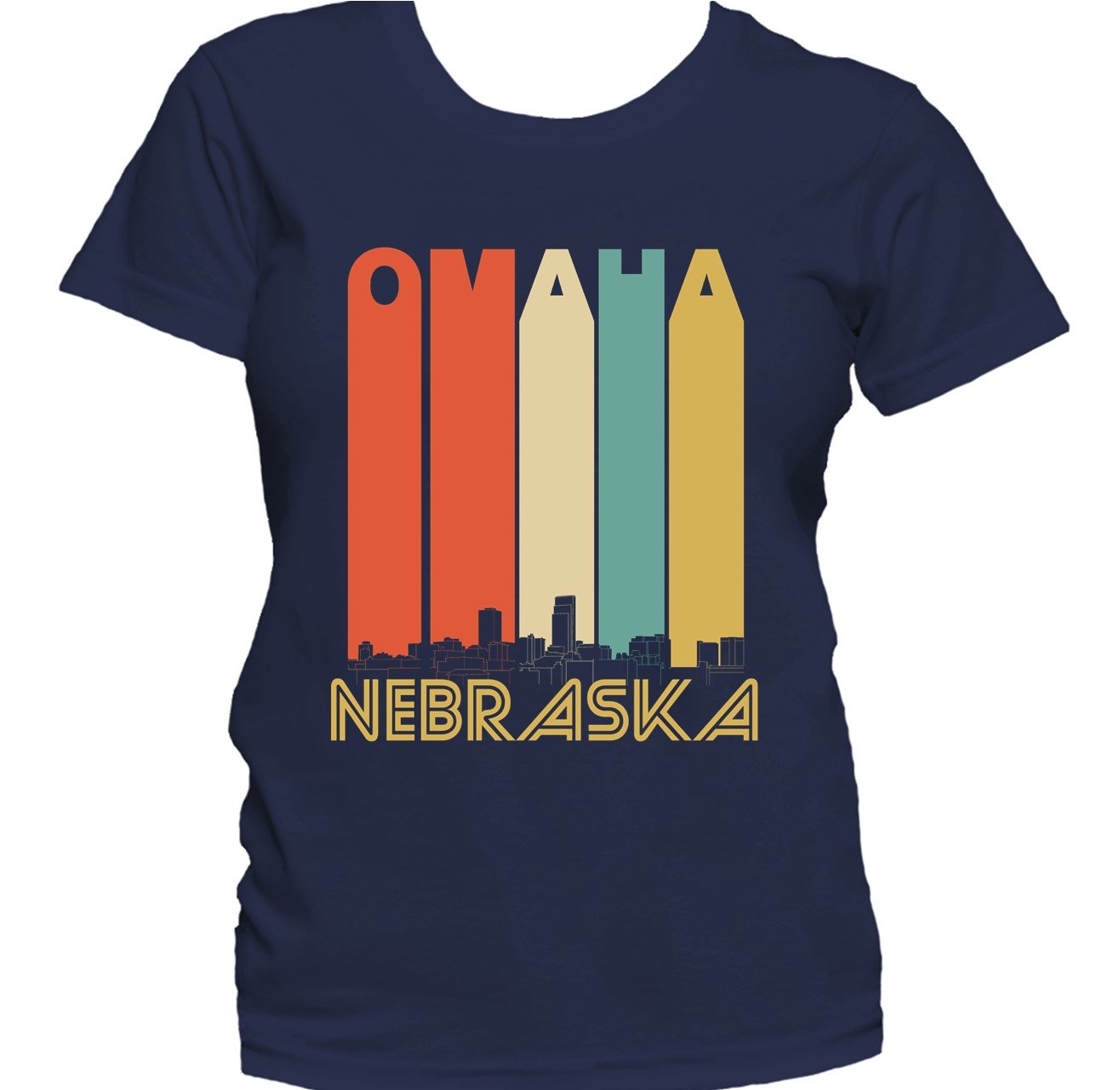 Retro 1970's Style Omaha Nebraska Skyline Women's T-Shirt