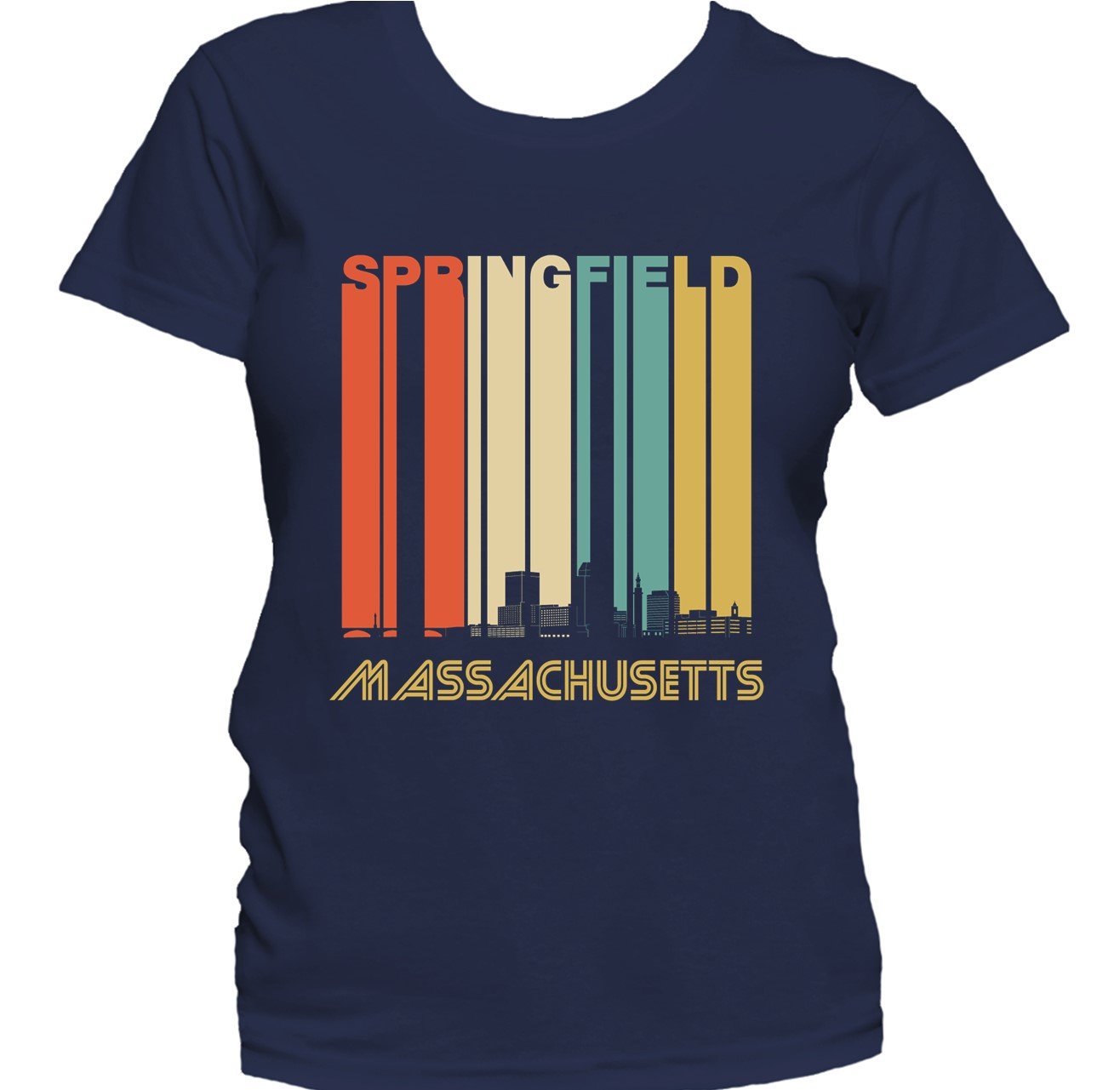 Retro 1970's Style Springfield Massachusetts Skyline Women's T-Shirt