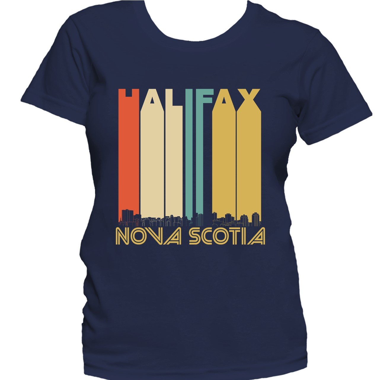 Retro 1970's Style Halifax Nova Scotia Canada Skyline Cityscape Women's T-Shirt