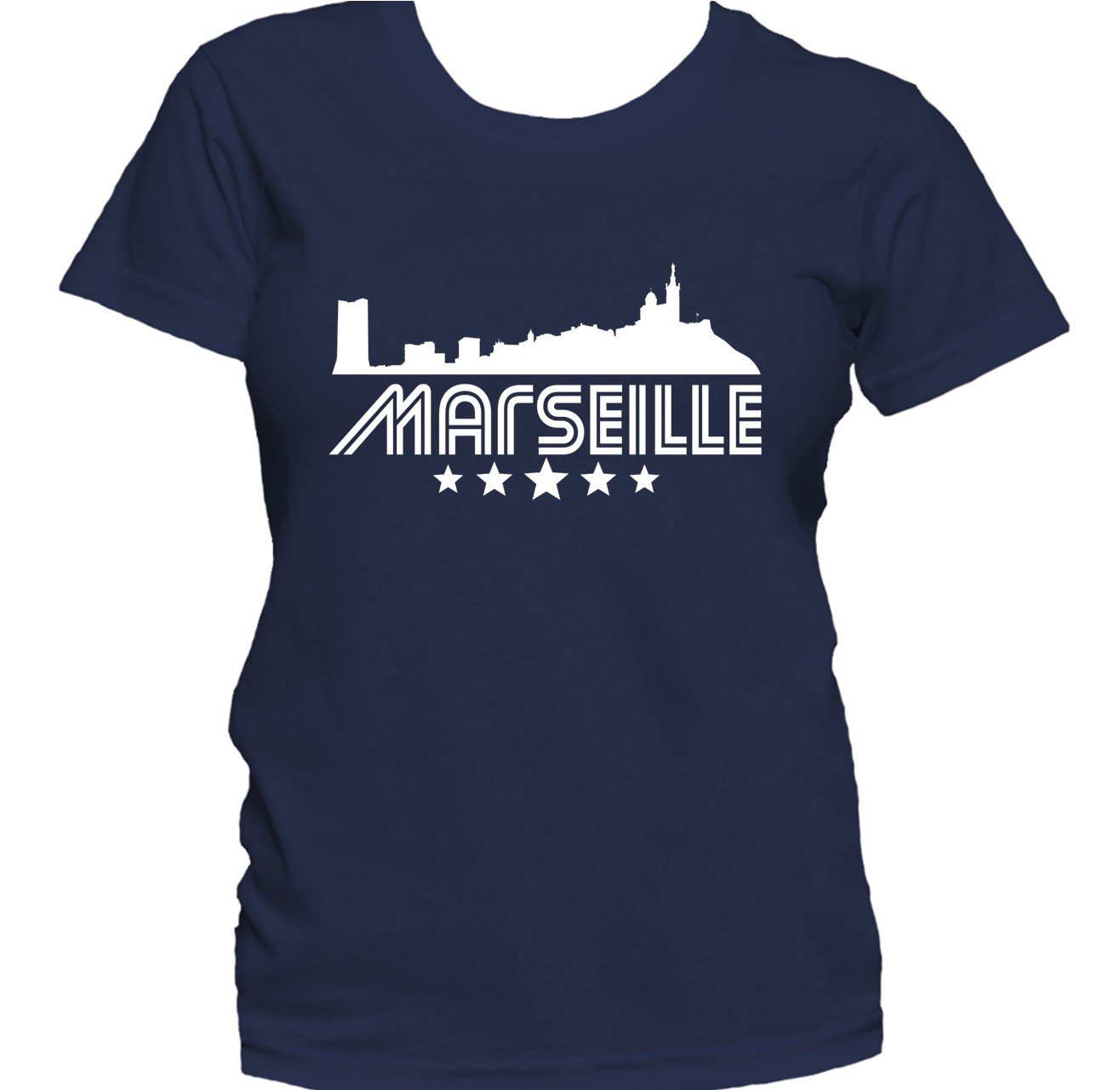 Marseille France Skyline Retro Style Women's T-Shirt