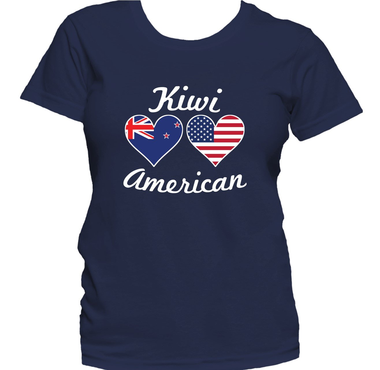 New Zealand Kiwi American Heart Flags Women's T-Shirt