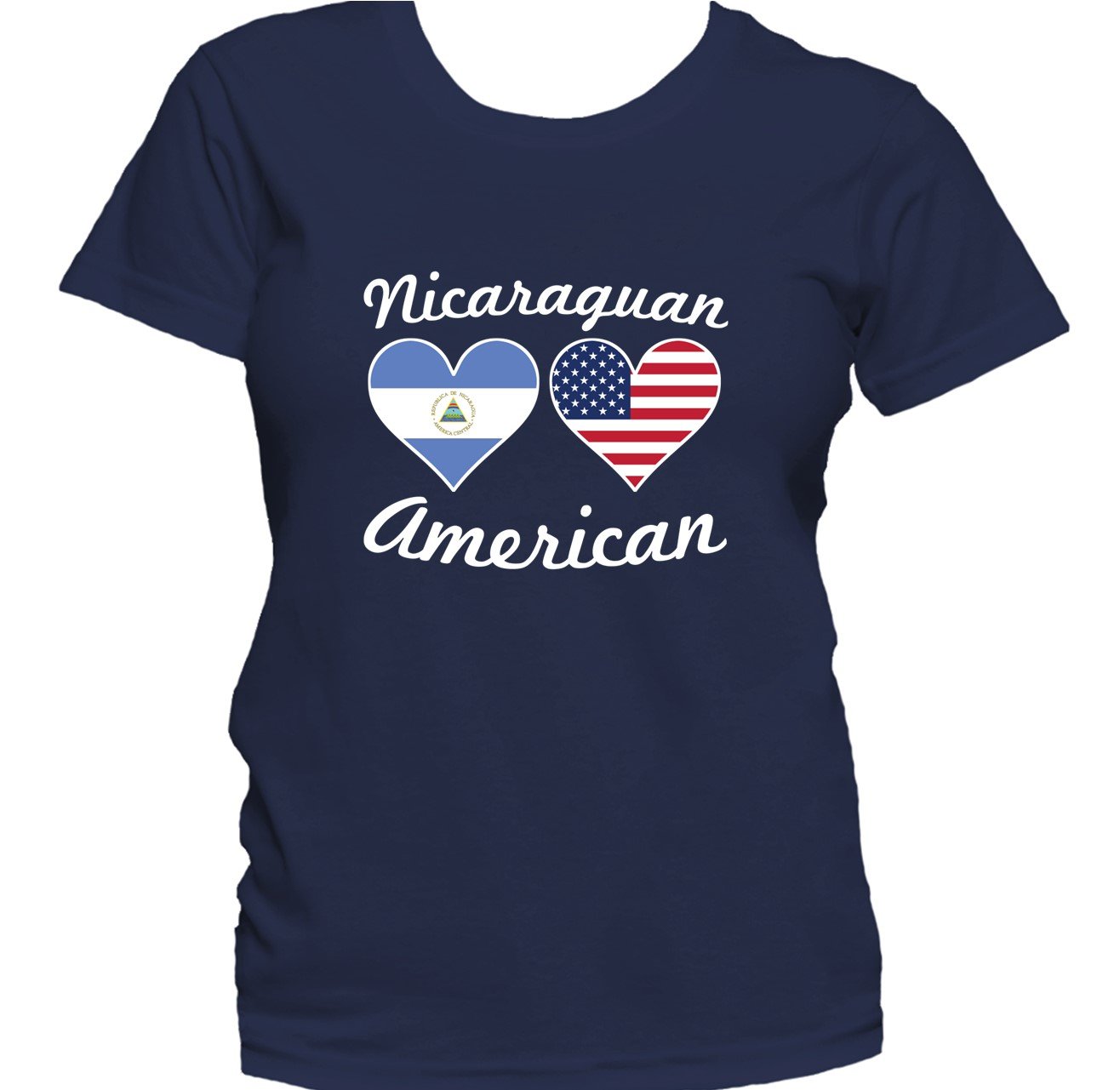 Nicaraguan American Heart Flags Women's T-Shirt