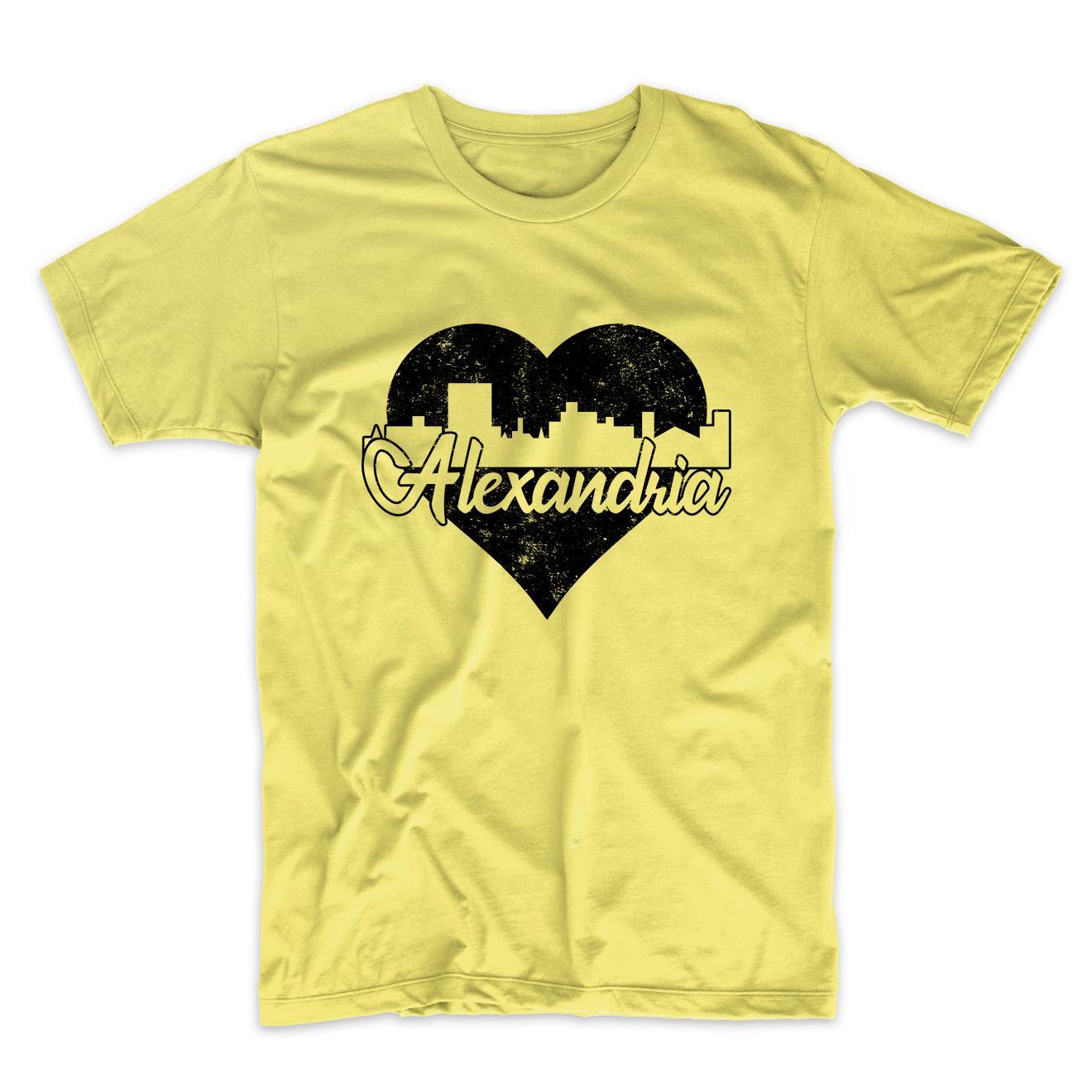Retro Alexandria Louisiana Skyline Heart Distressed T-Shirt