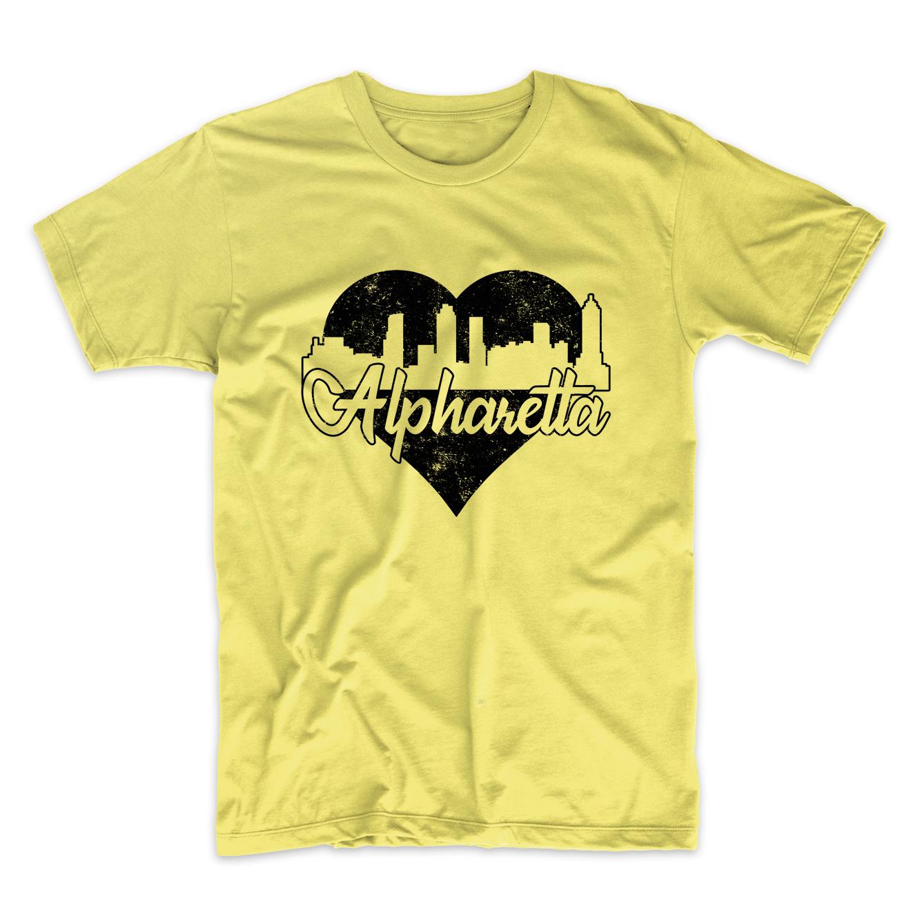 Retro Alpharetta Georgia Skyline Heart Distressed T-Shirt