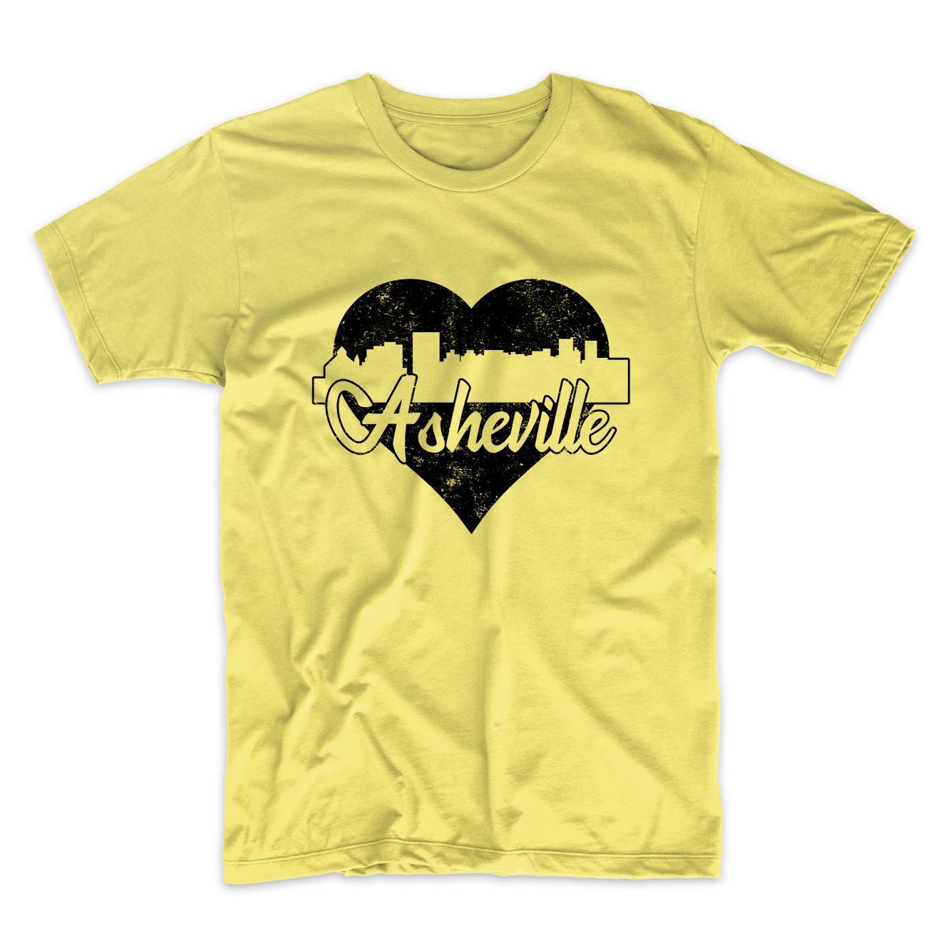 Retro Asheville North Carolina Skyline Heart Distressed T-Shirt