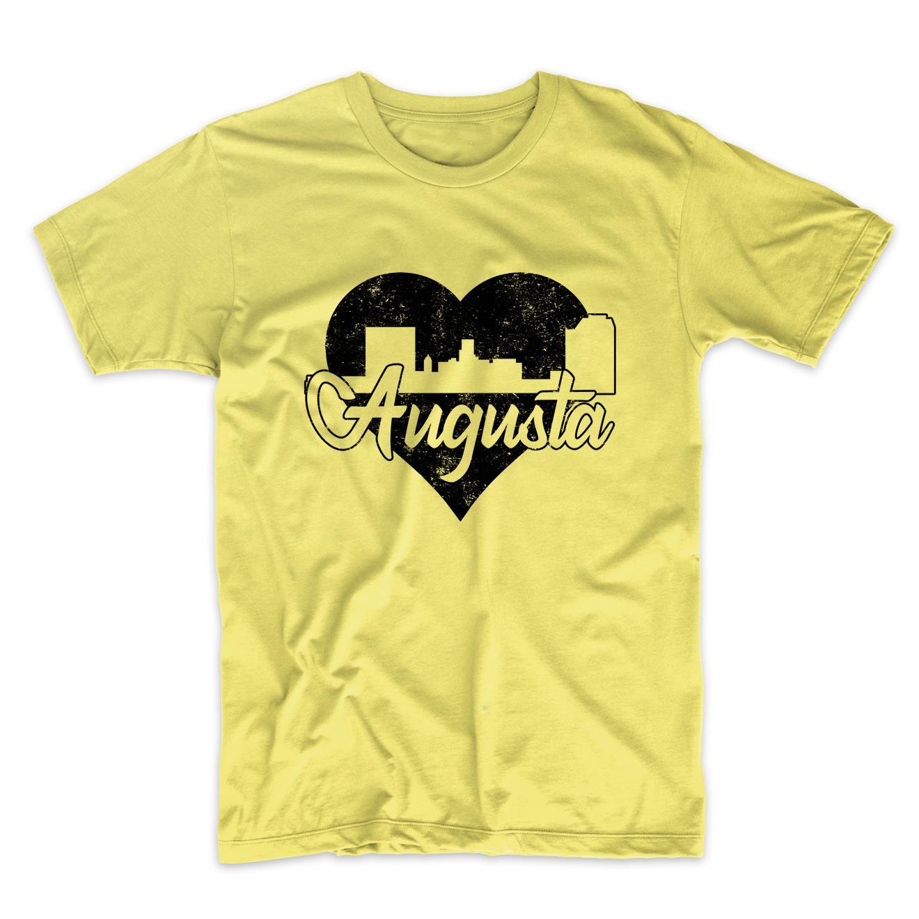 Retro Augusta Georgia Skyline Heart Distressed T-Shirt