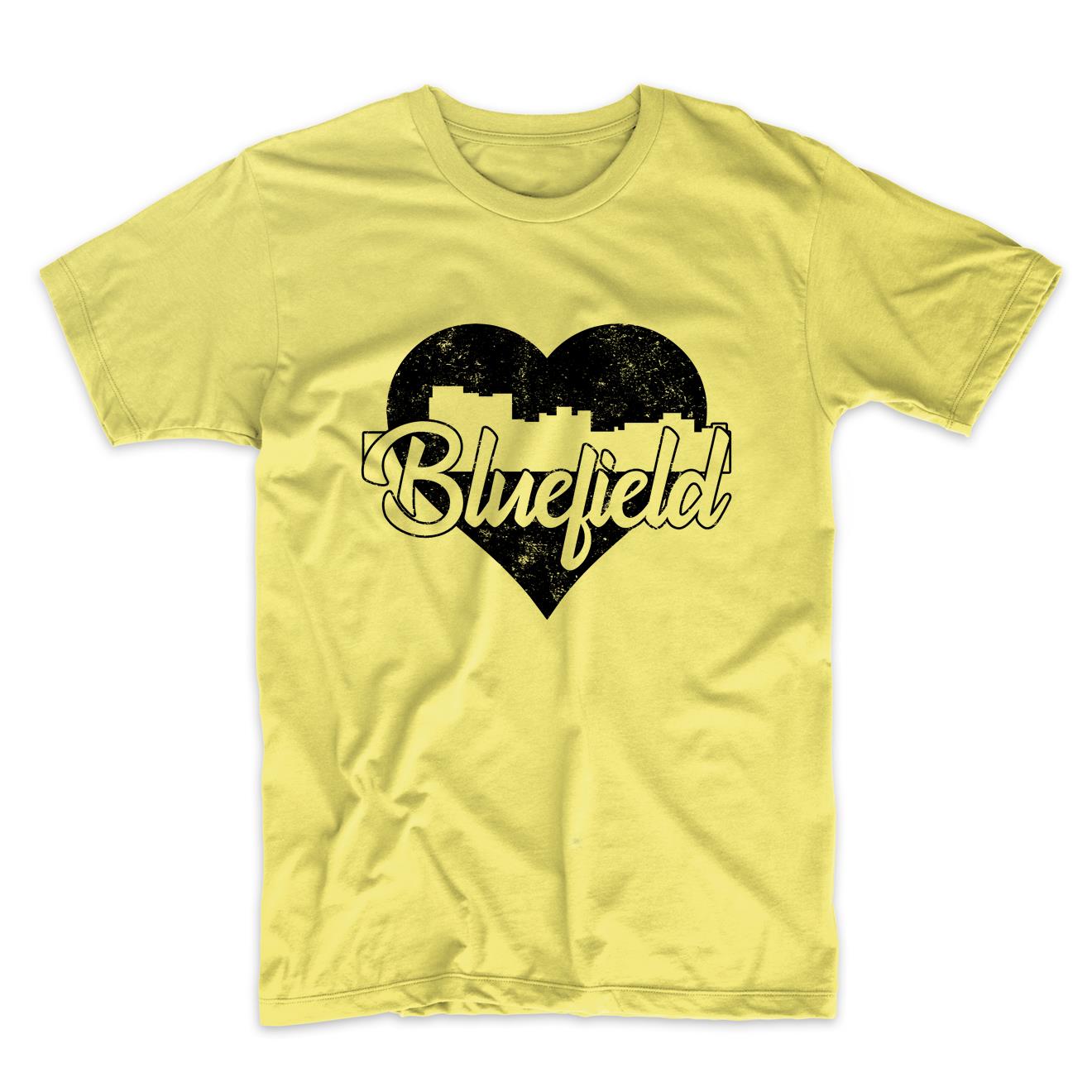 Retro Bluefield West Virginia Skyline Heart Distressed T-Shirt