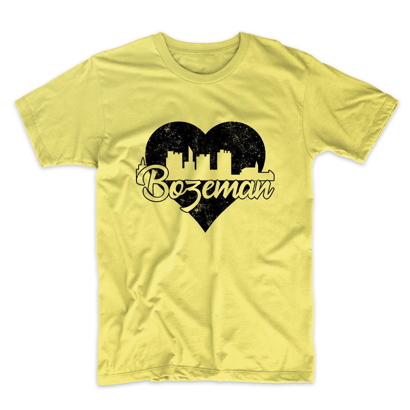 Retro Bozeman Montana Skyline Heart Distressed T-Shirt
