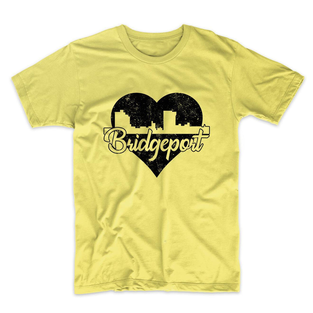 Retro Bridgeport Connecticut Skyline Heart Distressed T-Shirt