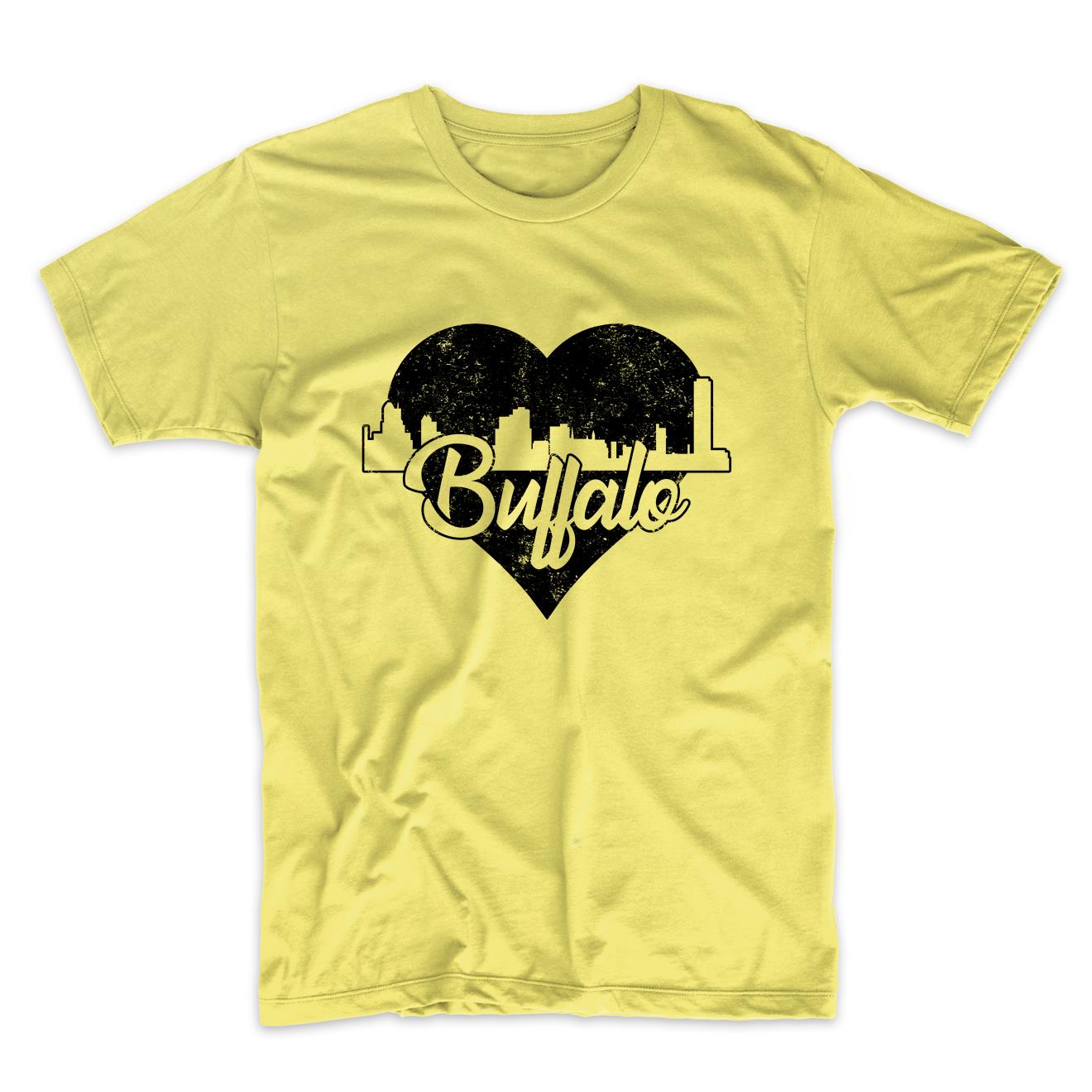 Retro Buffalo New York Skyline Heart Distressed T-Shirt