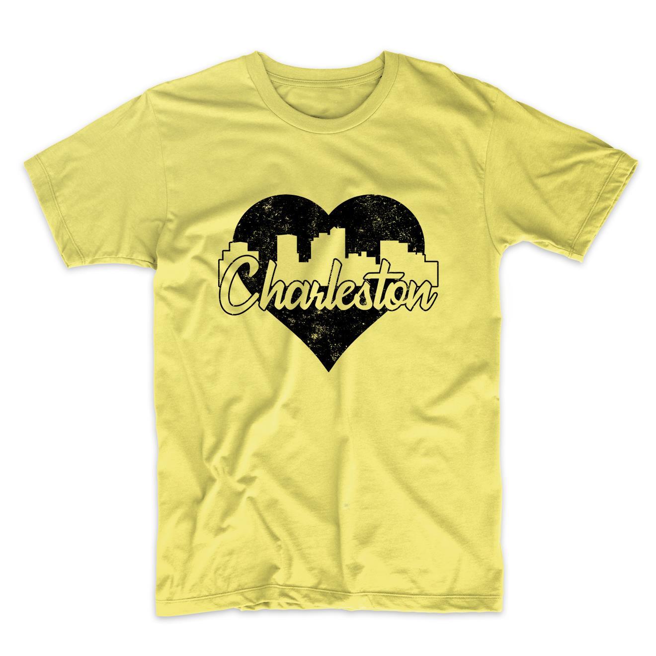 Retro Charleston West Virginia Skyline Heart Distressed T-Shirt