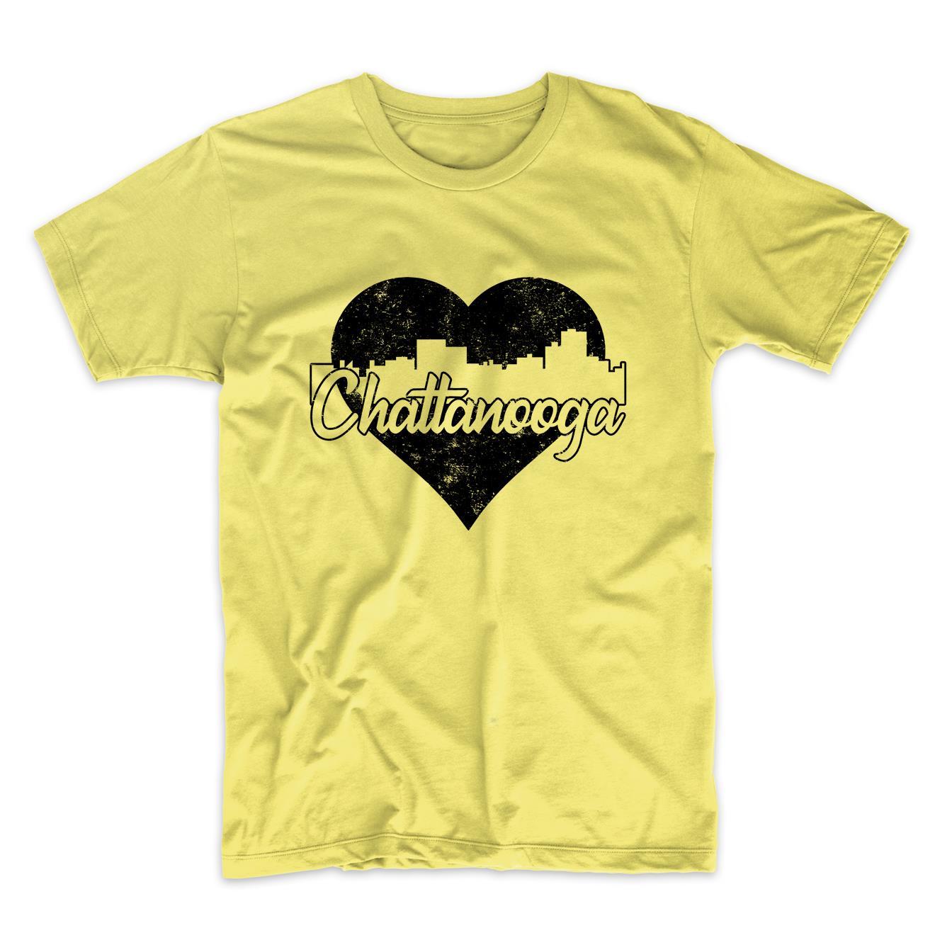 Retro Chattanooga Tennessee Skyline Heart Distressed T-Shirt