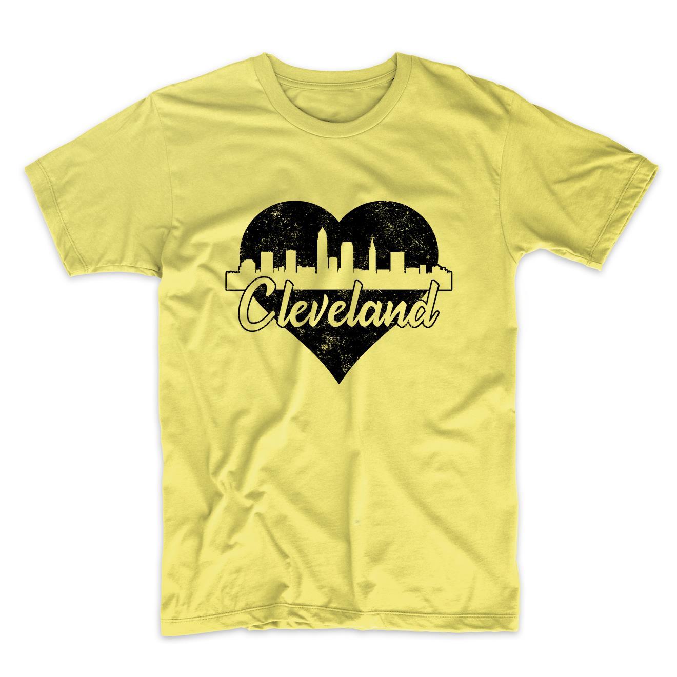 Retro Cleveland Ohio Skyline Heart Distressed T-Shirt