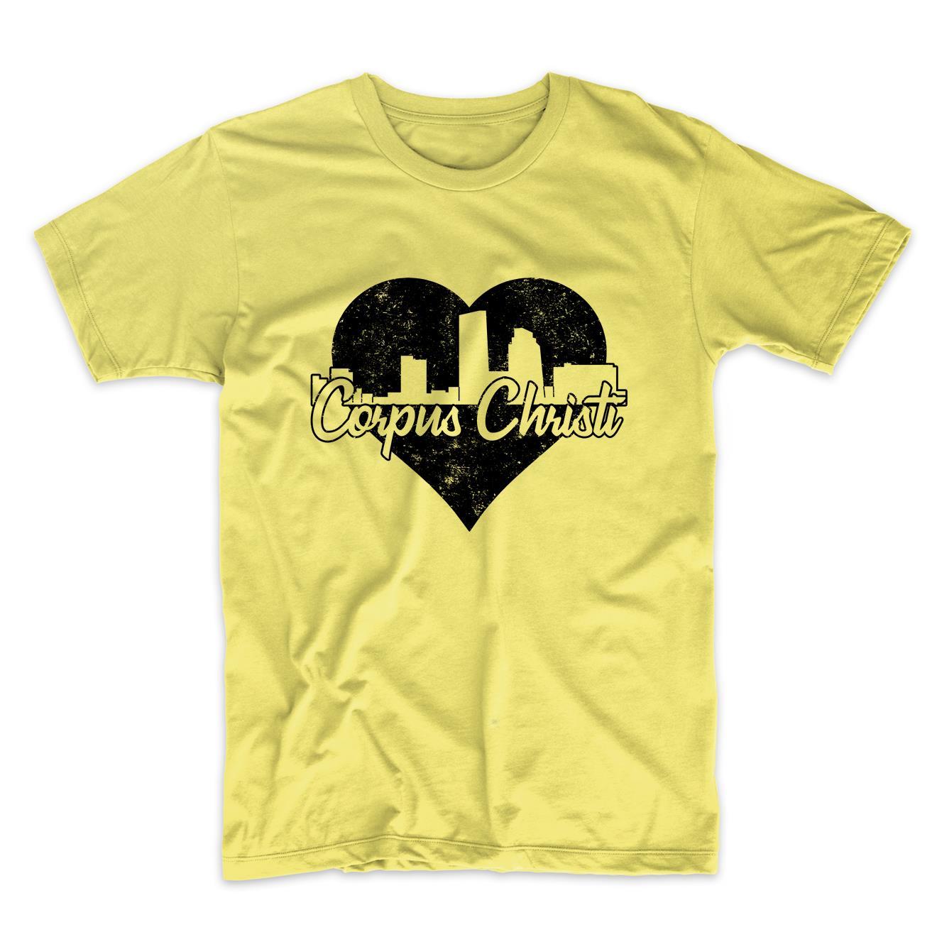 Retro Corpus Christi Texas Skyline Heart Distressed T-Shirt