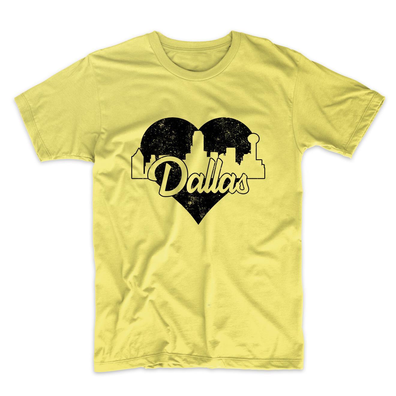 Retro Dallas Texas Skyline Heart Distressed T-Shirt