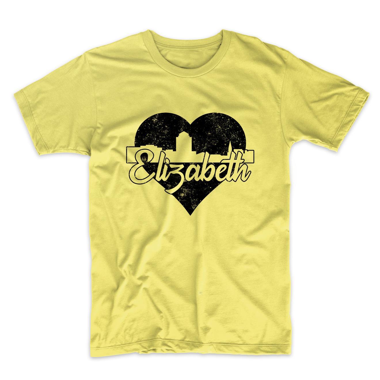 Retro Elizabeth New Jersey Skyline Heart Distressed T-Shirt
