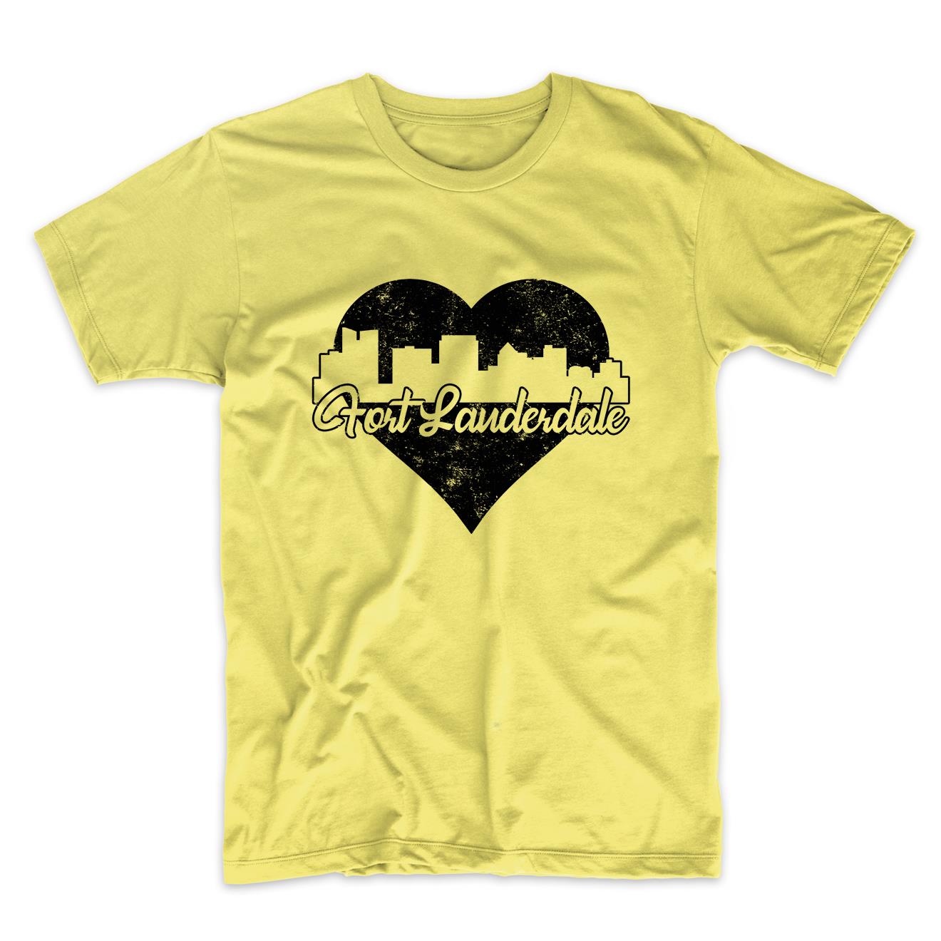 Retro Fort Lauderdale Florida Skyline Heart Distressed T-Shirt