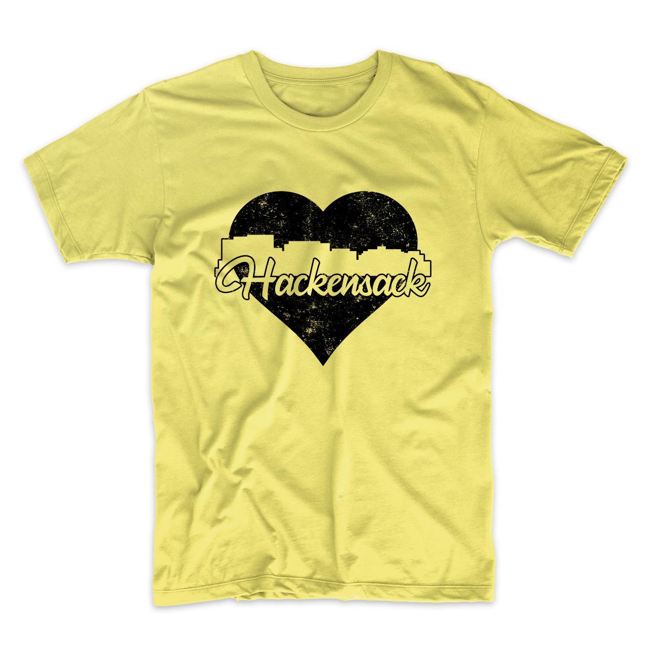 Retro Hackensack New Jersey Skyline Heart Distressed T-Shirt