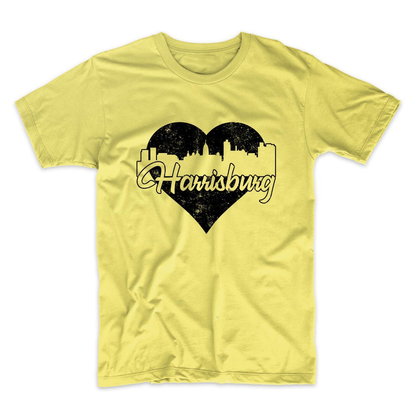 Retro Harrisburg Pennsylvania Skyline Heart Distressed T-Shirt