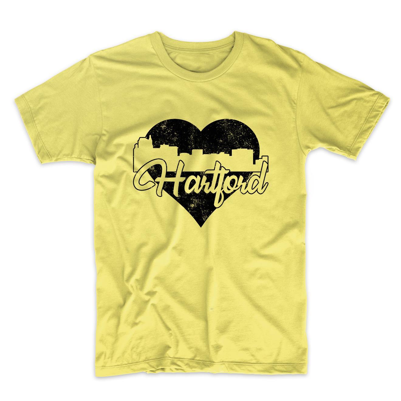 Retro Hartford Connecticut Skyline Heart Distressed T-Shirt