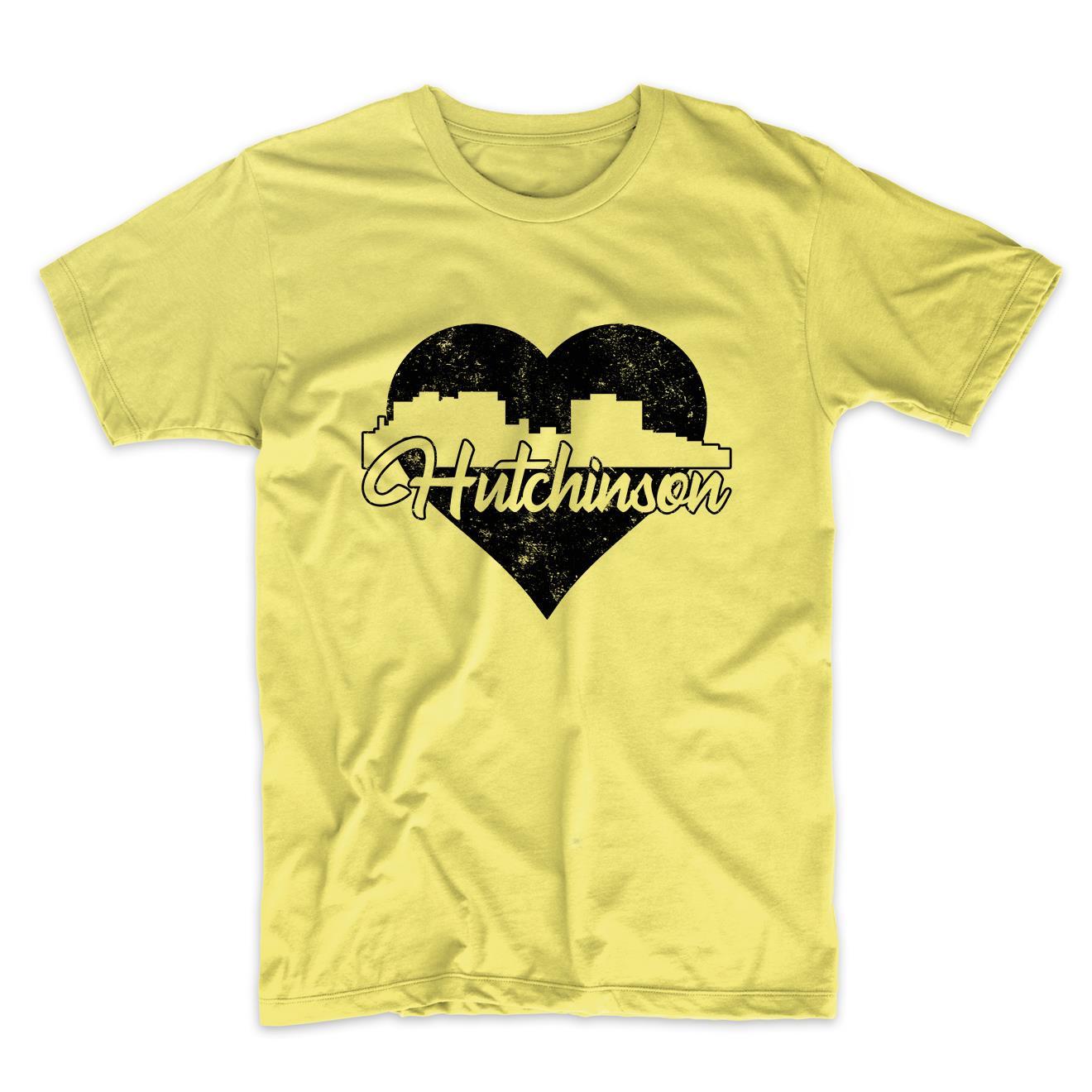 Retro Hutchinson Kansas Skyline Heart Distressed T-Shirt