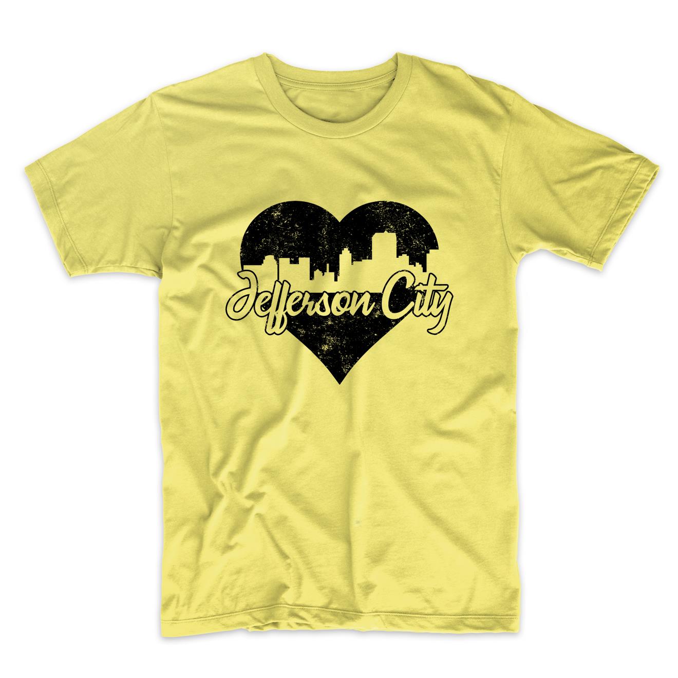 Retro Jefferson City Missouri Skyline Heart Distressed T-Shirt