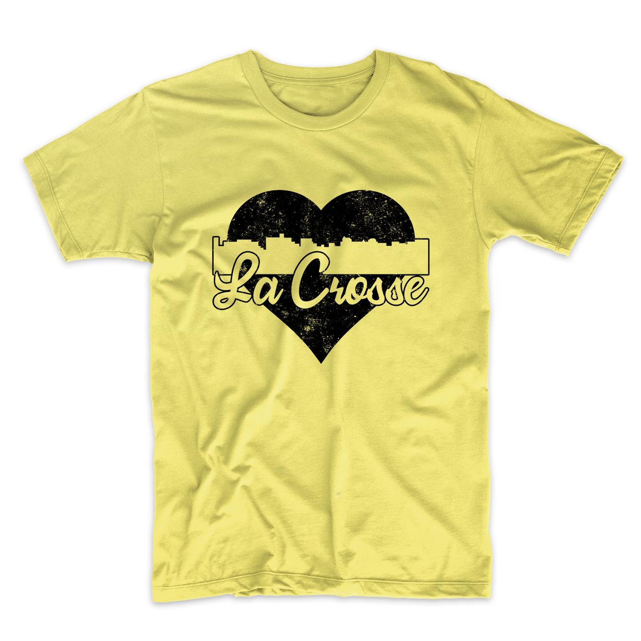 Retro La Crosse Wisconsin Skyline Heart Distressed T-Shirt