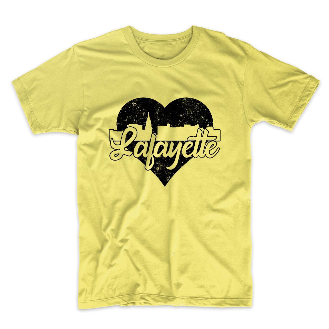 Retro Lafayette Indiana Skyline Heart Distressed T-Shirt