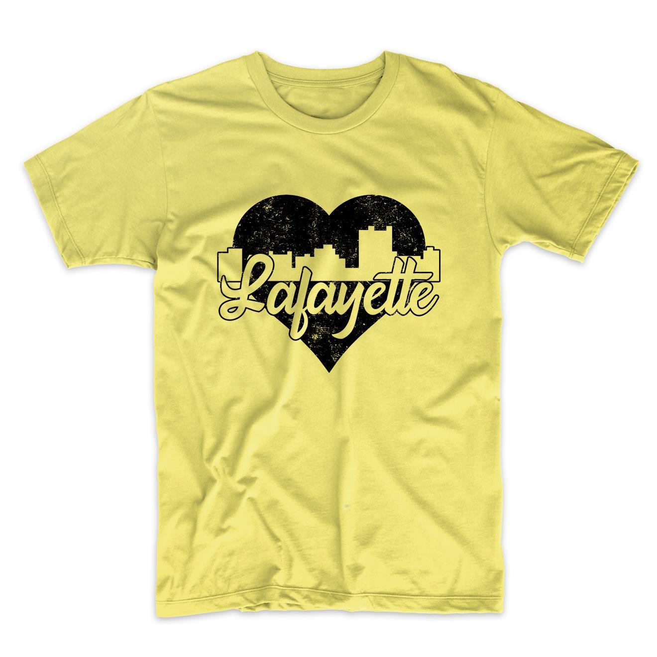 Retro Lafayette Louisiana Skyline Heart Distressed T-Shirt