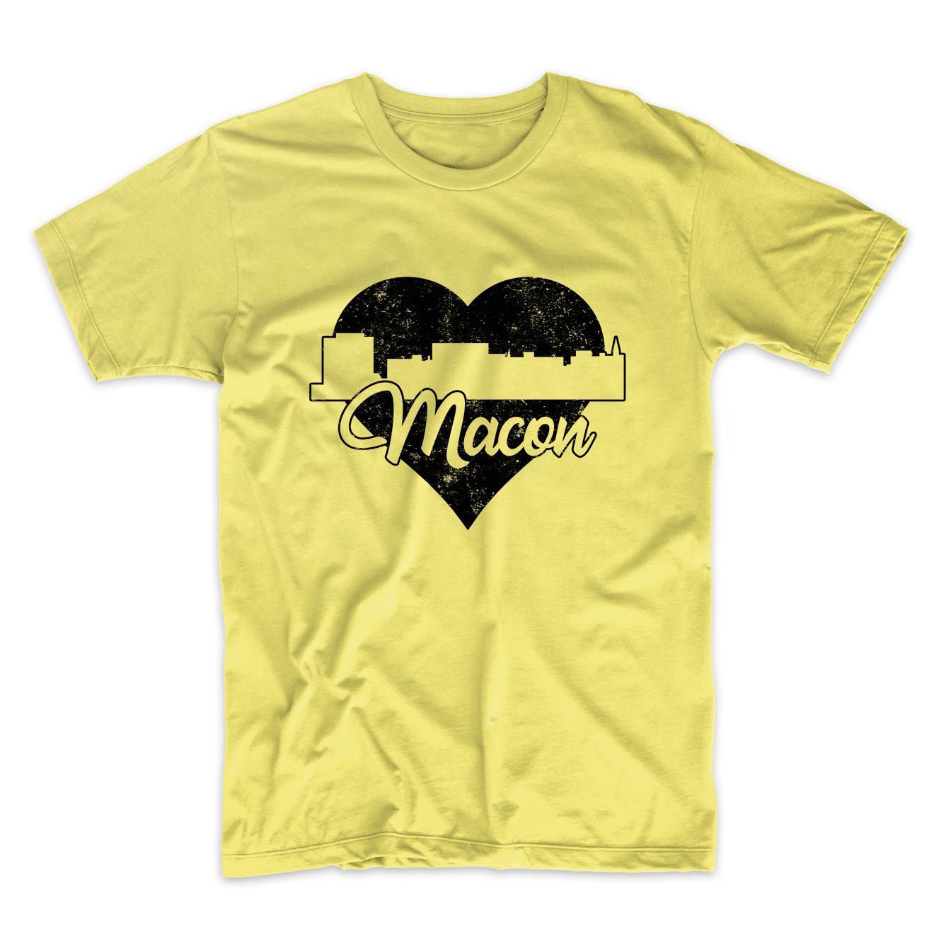 Retro Macon Georgia Skyline Heart Distressed T-Shirt