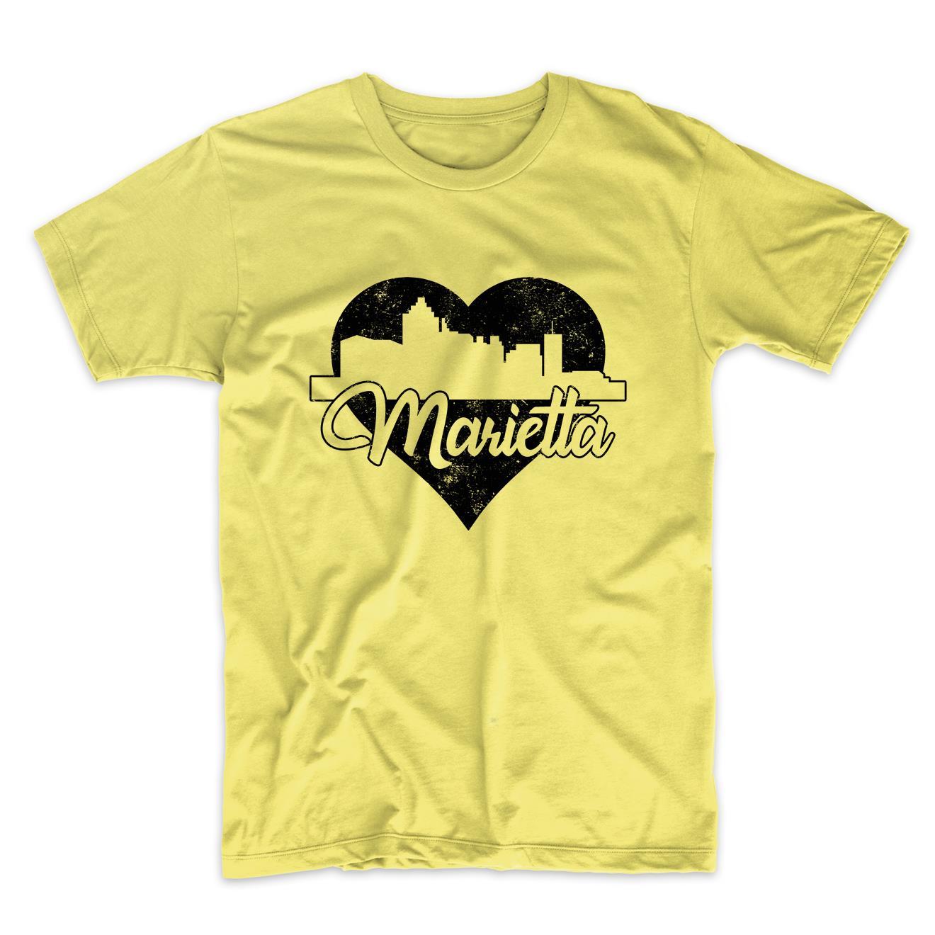 Retro Marietta Georgia Skyline Heart Distressed T-Shirt