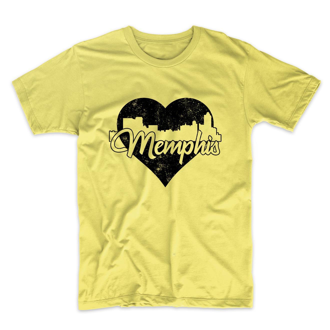 Retro Memphis Tennessee Skyline Heart Distressed T-Shirt