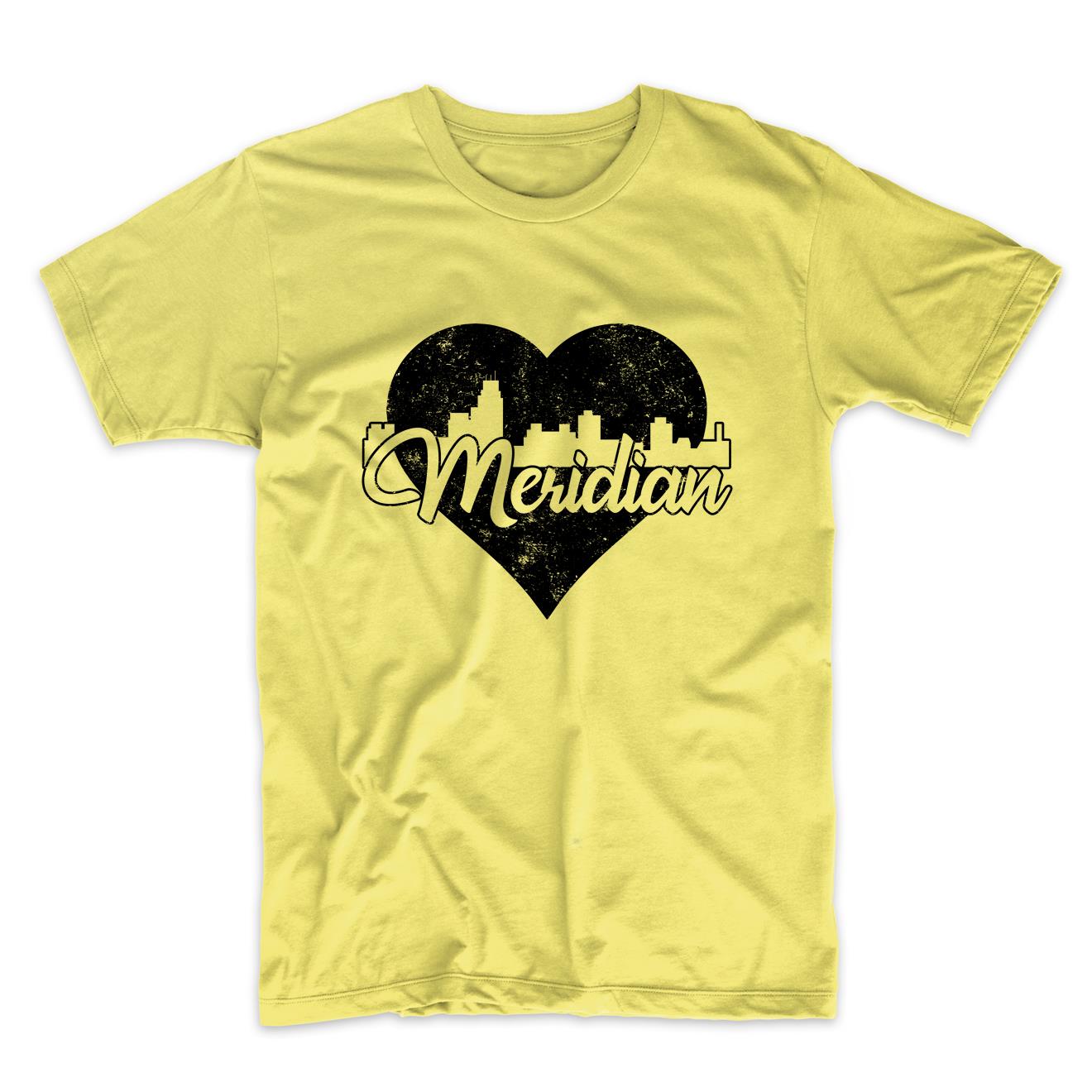 Retro Meridian Mississippi Skyline Heart Distressed T-Shirt