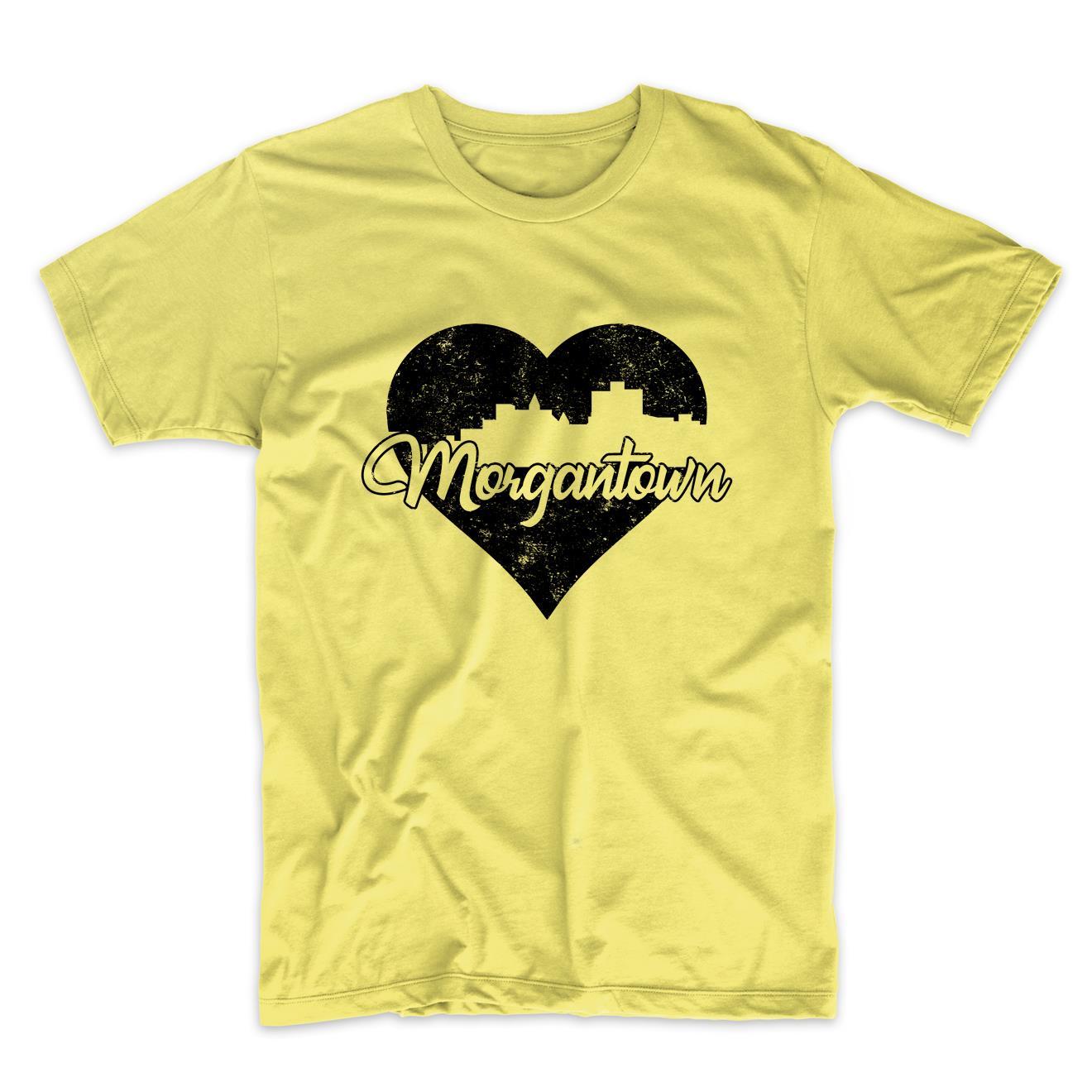 Retro Morgantown West Virginia Skyline Heart Distressed T-Shirt