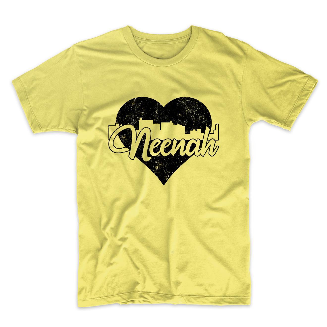 Retro Neenah Wisconsin Skyline Heart Distressed T-Shirt