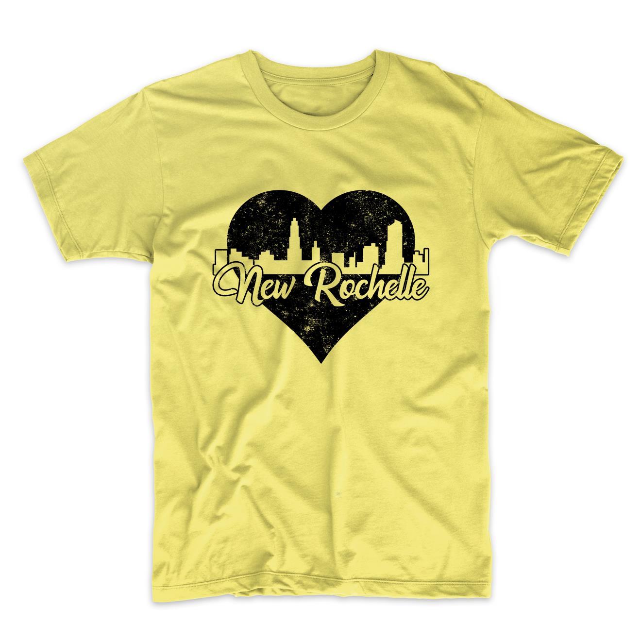 Retro New Rochelle New York Skyline Heart Distressed T-Shirt