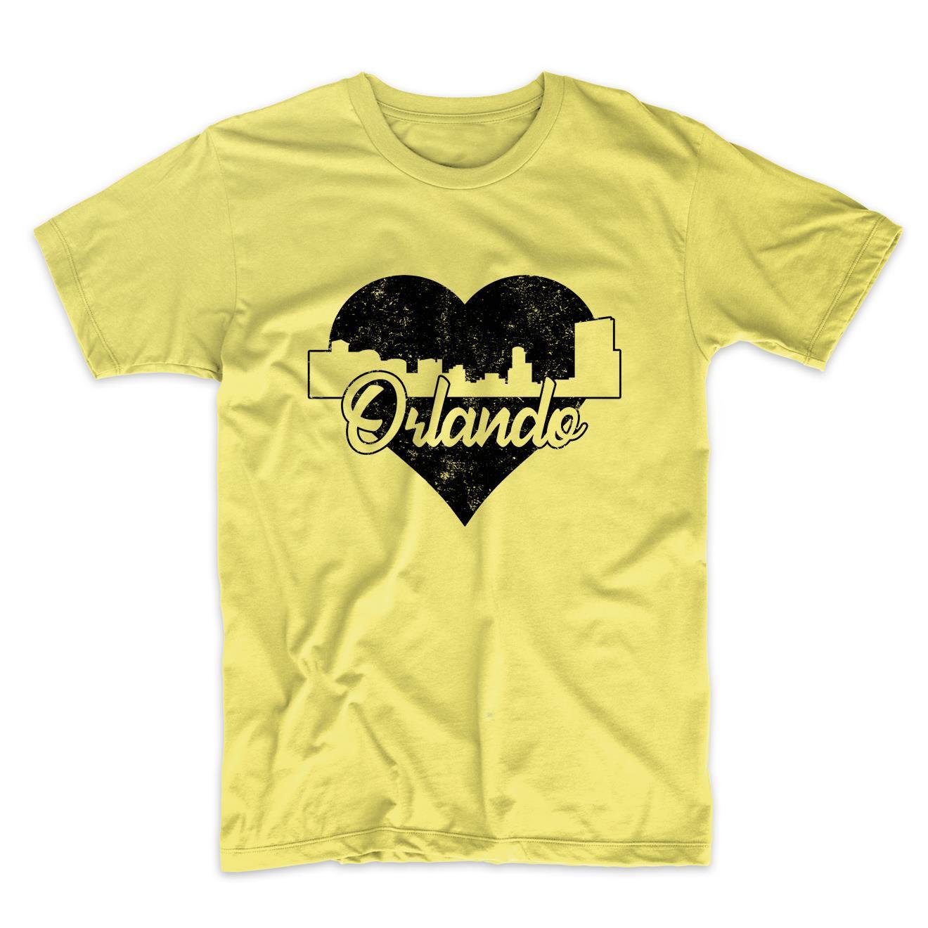 Retro Orlando Florida Skyline Heart Distressed T-Shirt