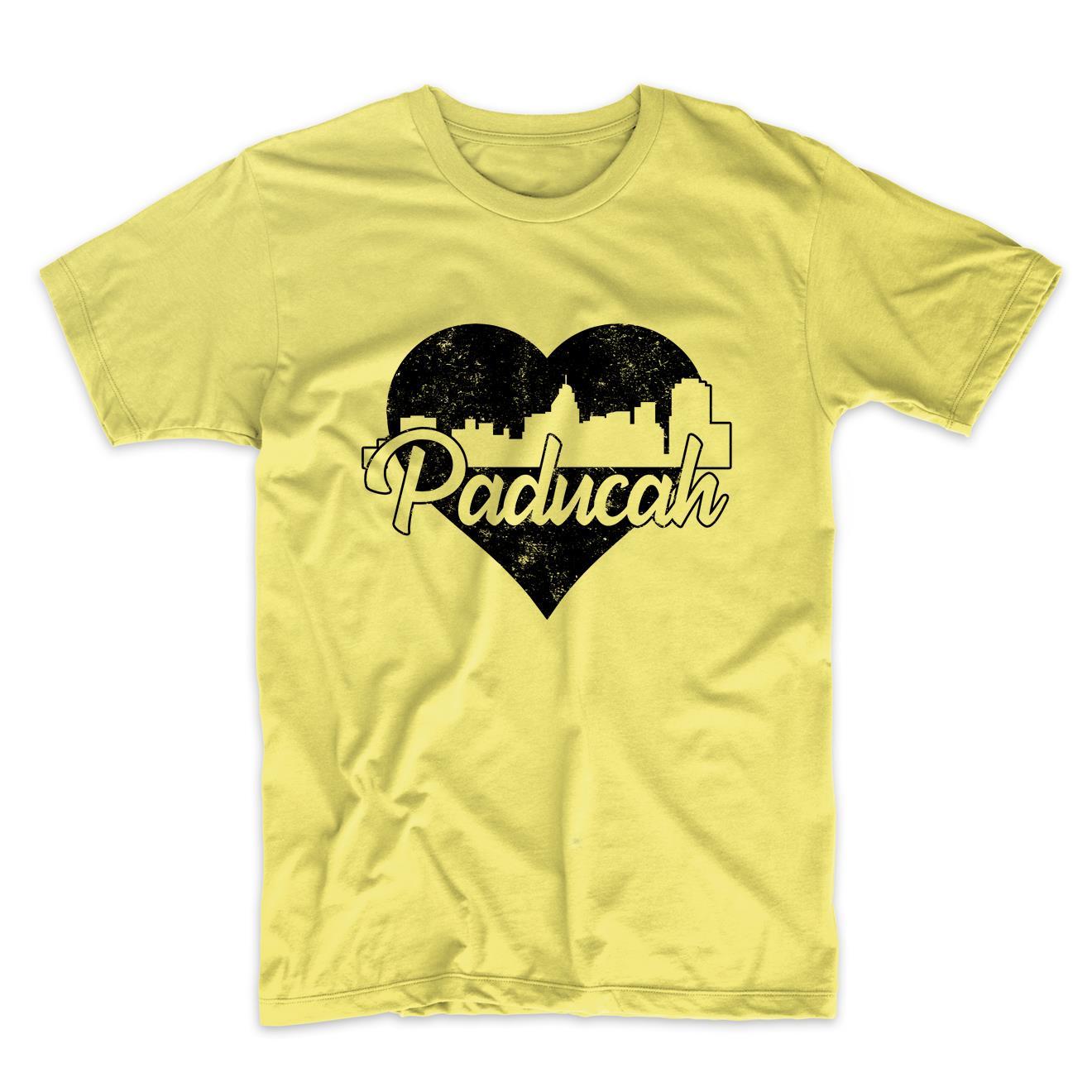 Retro Paducah Kentucky Skyline Heart Distressed T-Shirt