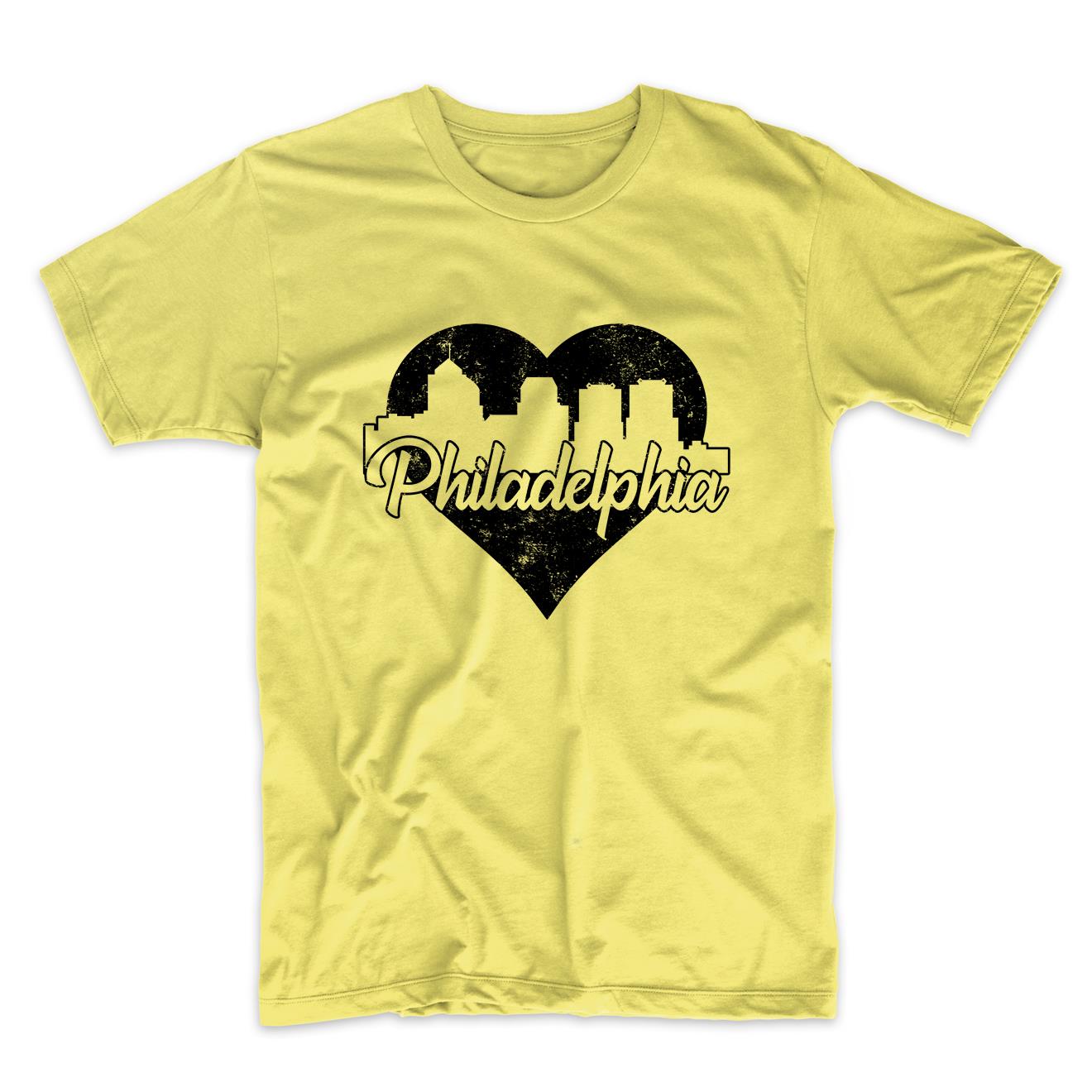 Retro Philadelphia Pennsylvania Skyline Heart Distressed T-Shirt