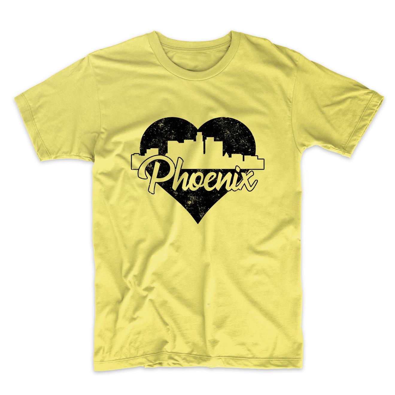 Retro Phoenix Arizona Skyline Heart Distressed T-Shirt
