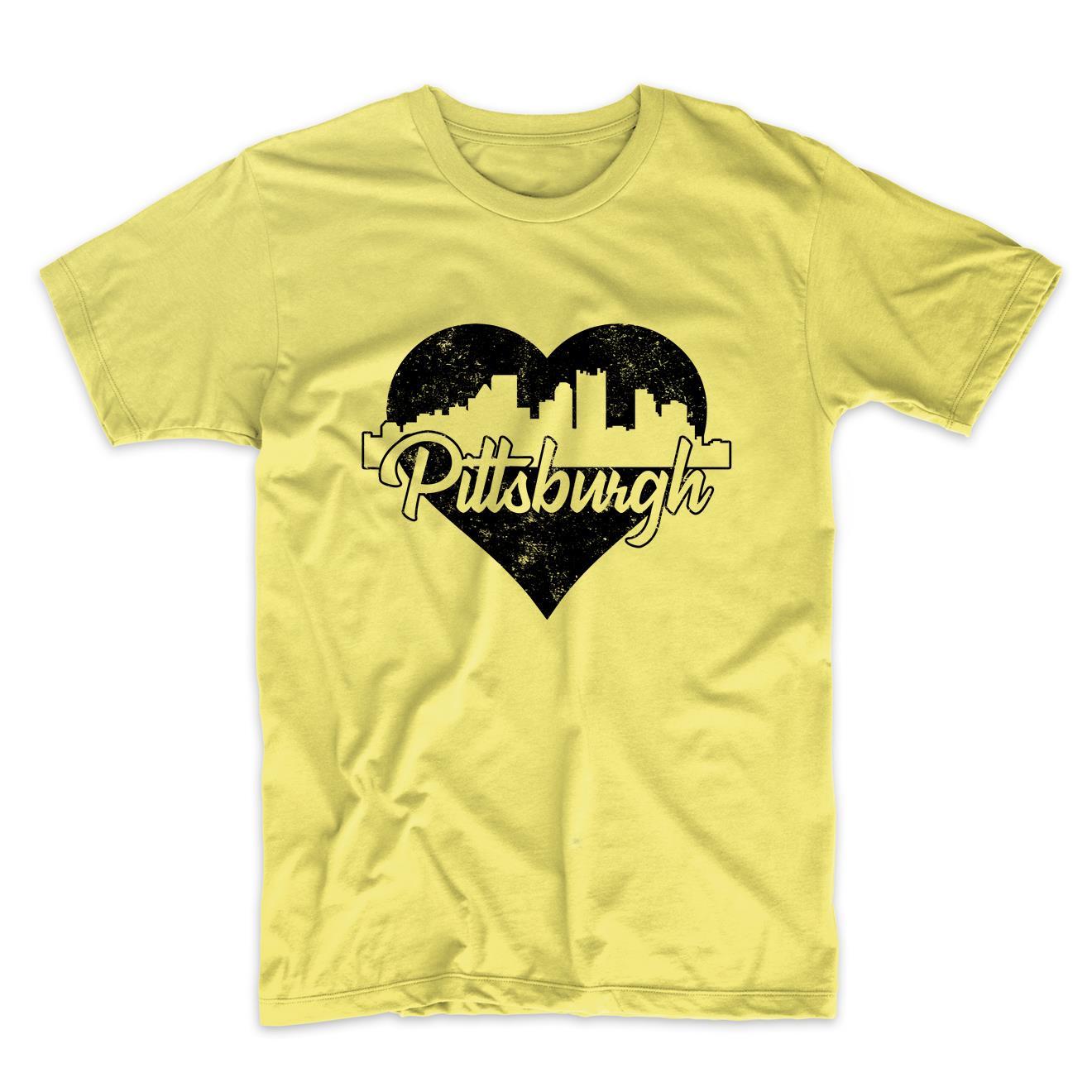Retro Pittsburgh Pennsylvania Skyline Heart Distressed T-Shirt