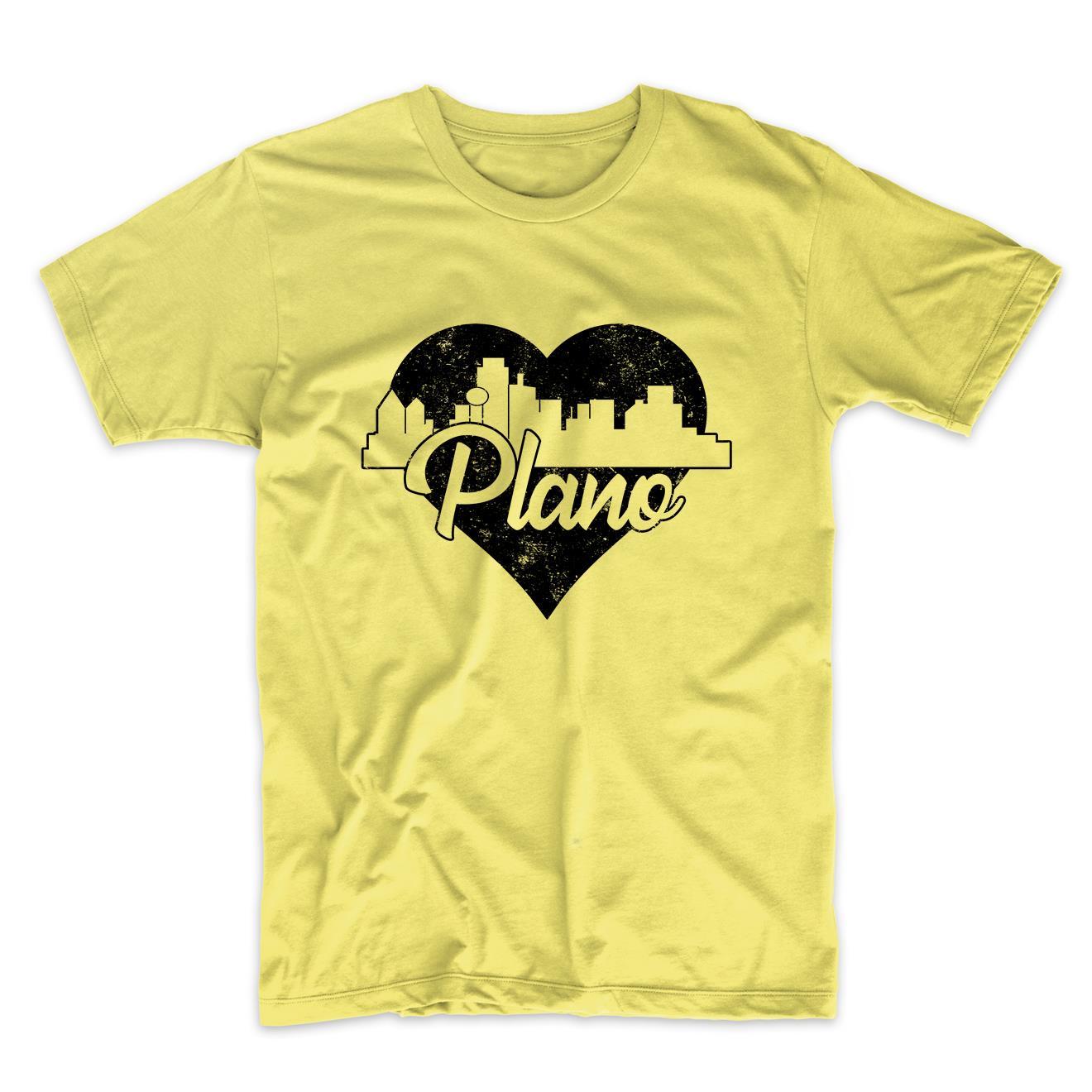 Retro Plano Texas Skyline Heart Distressed T-Shirt