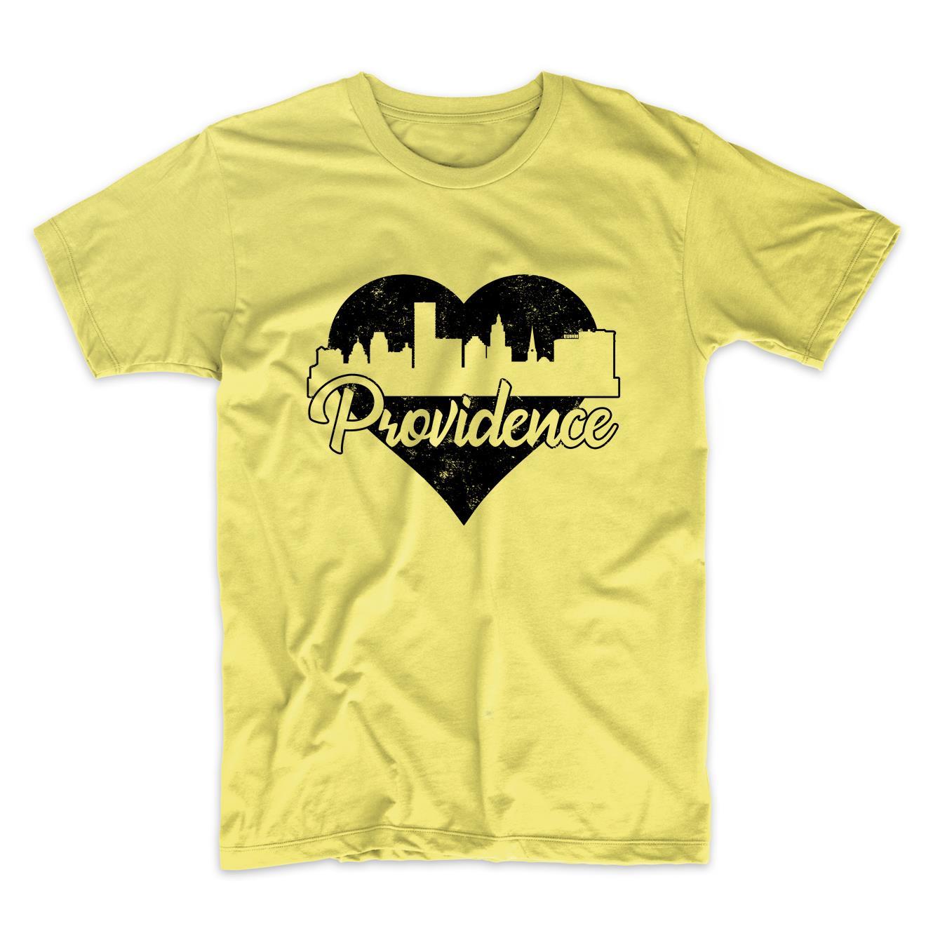 Retro Providence Rhode Island Skyline Heart Distressed T-Shirt