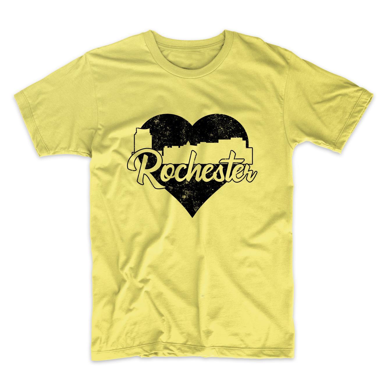 Retro Rochester Minnesota Skyline Heart Distressed T-Shirt