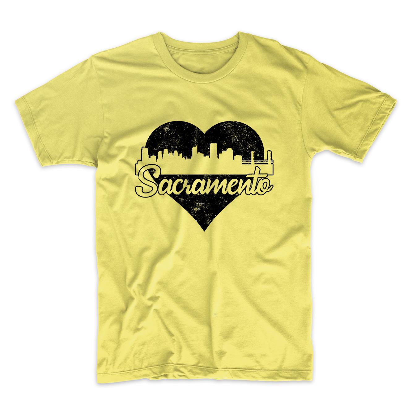 Retro Sacramento California Skyline Heart Distressed T-Shirt