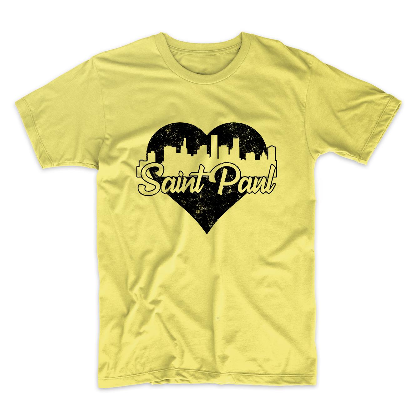 Retro Saint Paul Minnesota Skyline Heart Distressed T-Shirt