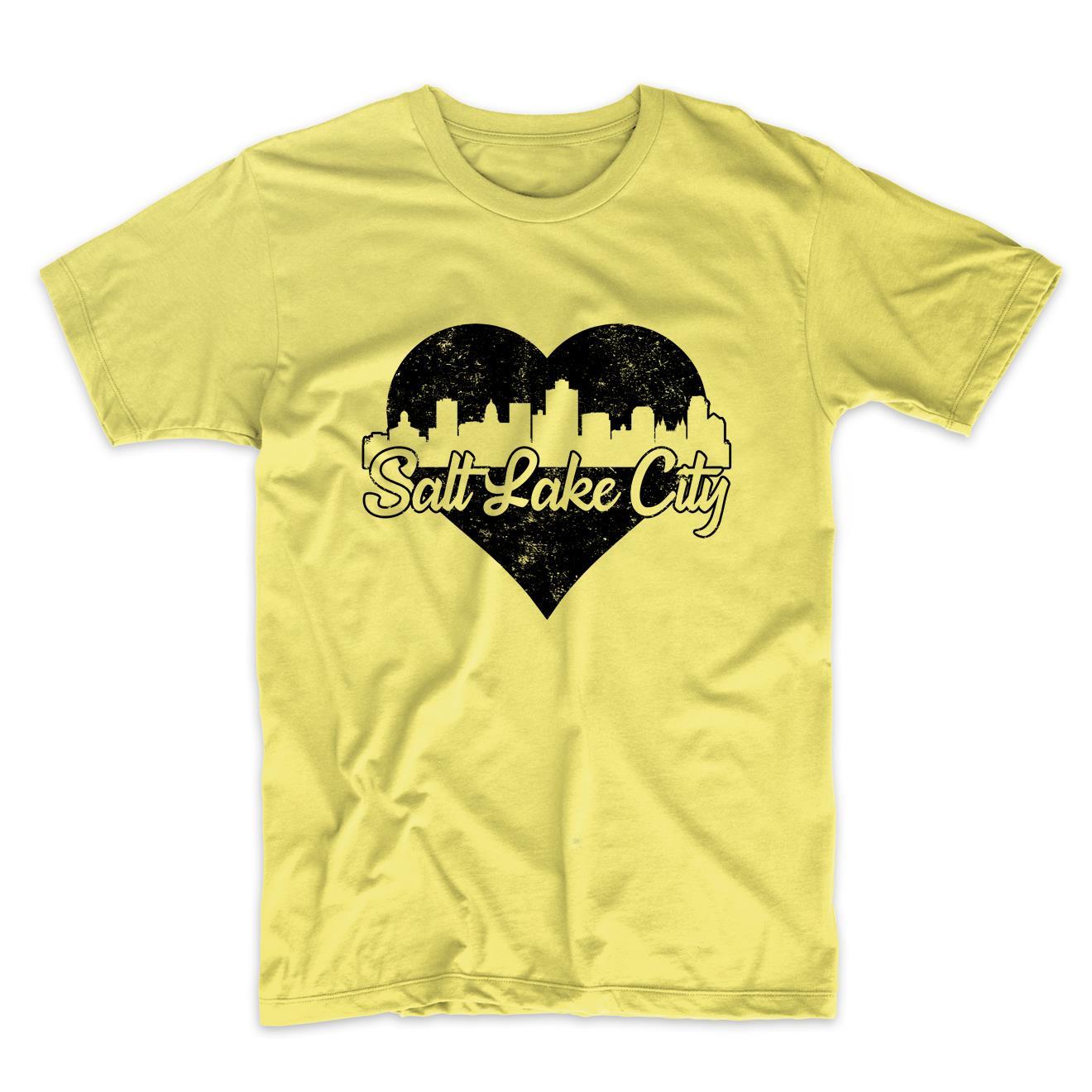 Retro Salt Lake City Utah Skyline Heart Distressed T-Shirt