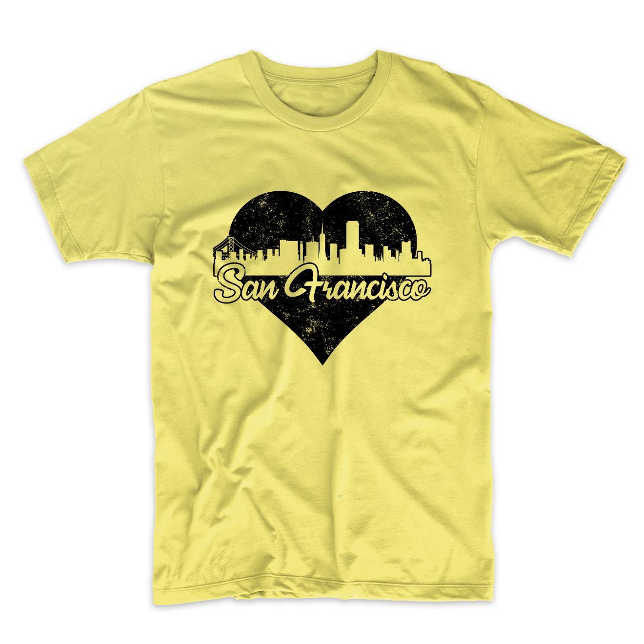 Retro San Francisco California Skyline Heart Distressed T-Shirt