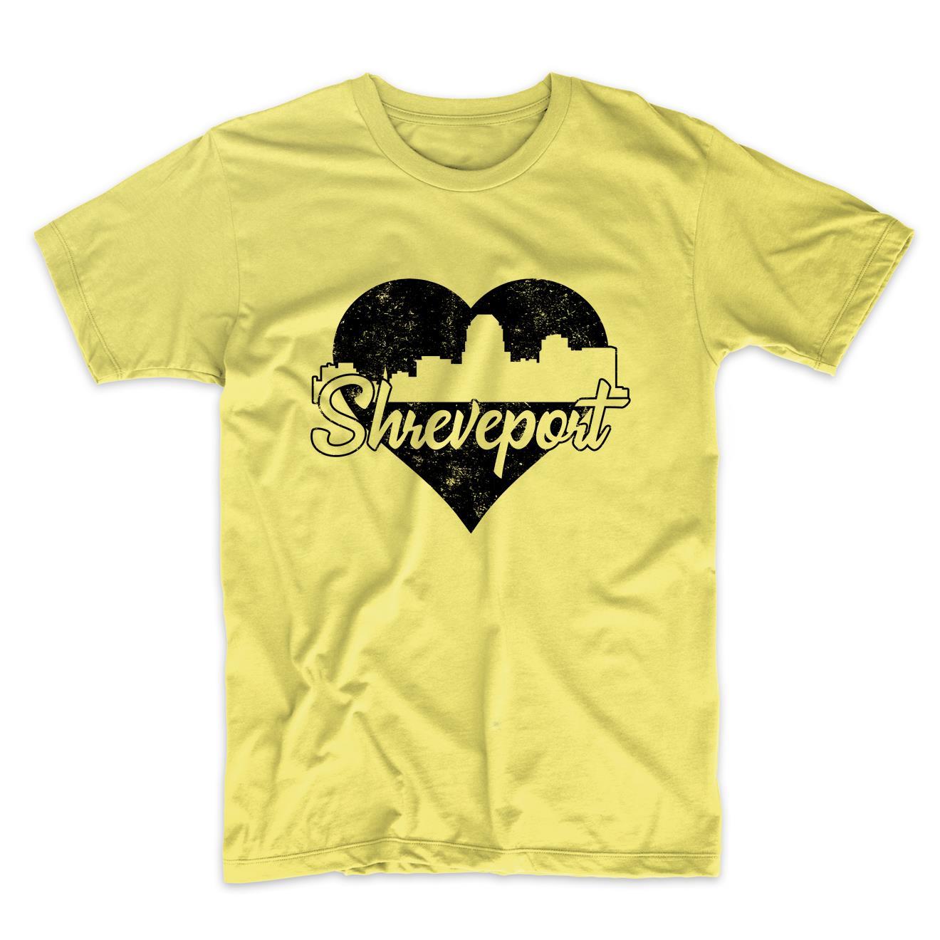 Retro Shreveport Louisiana Skyline Heart Distressed T-Shirt